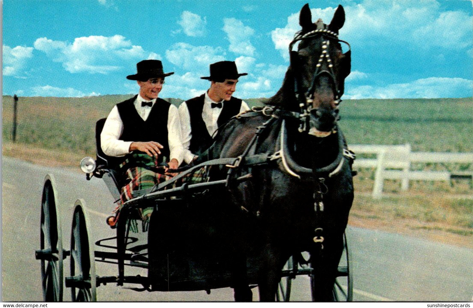 Pennsylvania Dutch Country Two Amish Boys Riding In A Courting Buggy - Lancaster