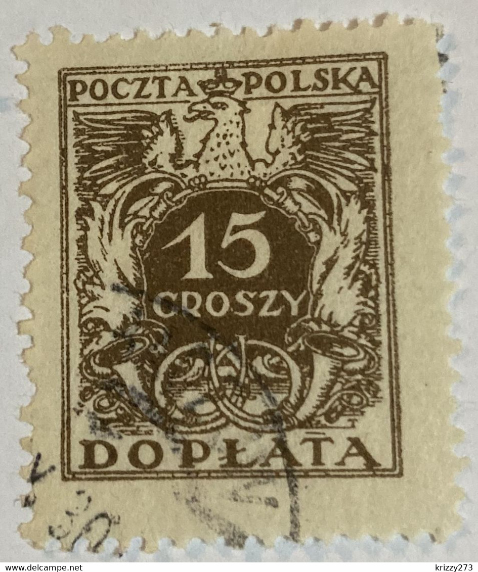 Poland 1924 Coat Of Arms & Post Horns 15gr - Used - Postage Due