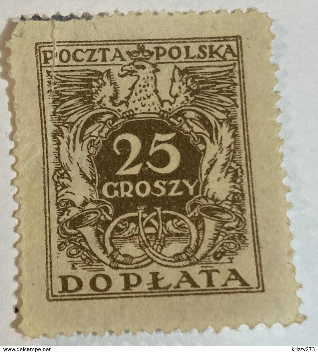 Poland 1924 Coat Of Arms & Post Horns 25gr - Used - Impuestos