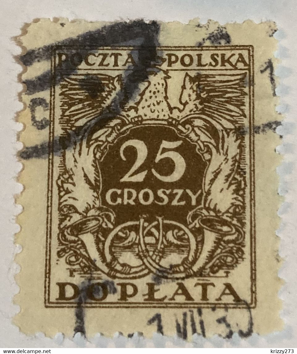 Poland 1924 Coat Of Arms & Post Horns 25gr - Used - Segnatasse