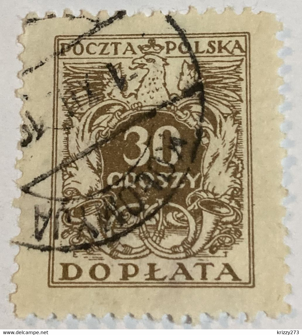 Poland 1924 Coat Of Arms & Post Horns 30gr - Used - Postage Due