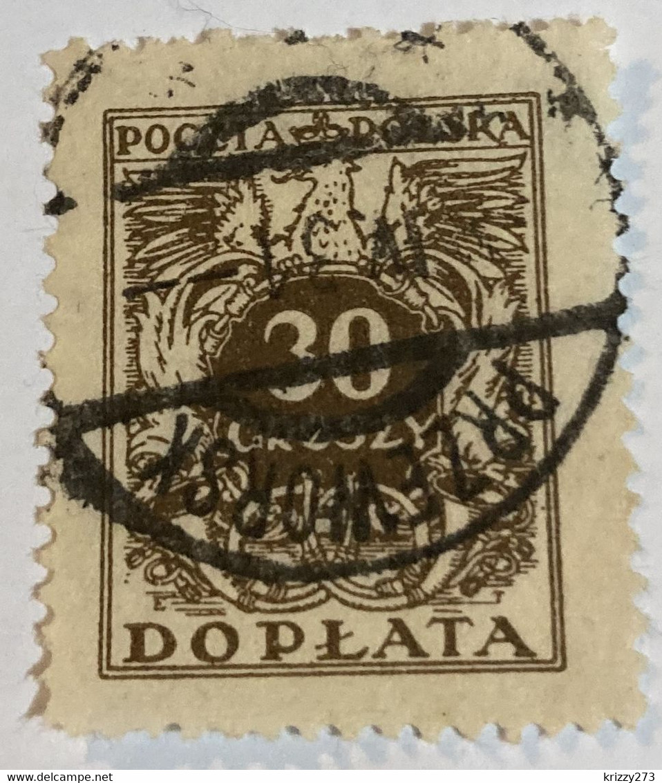 Poland 1924 Coat Of Arms & Post Horns 30gr - Used - Postage Due