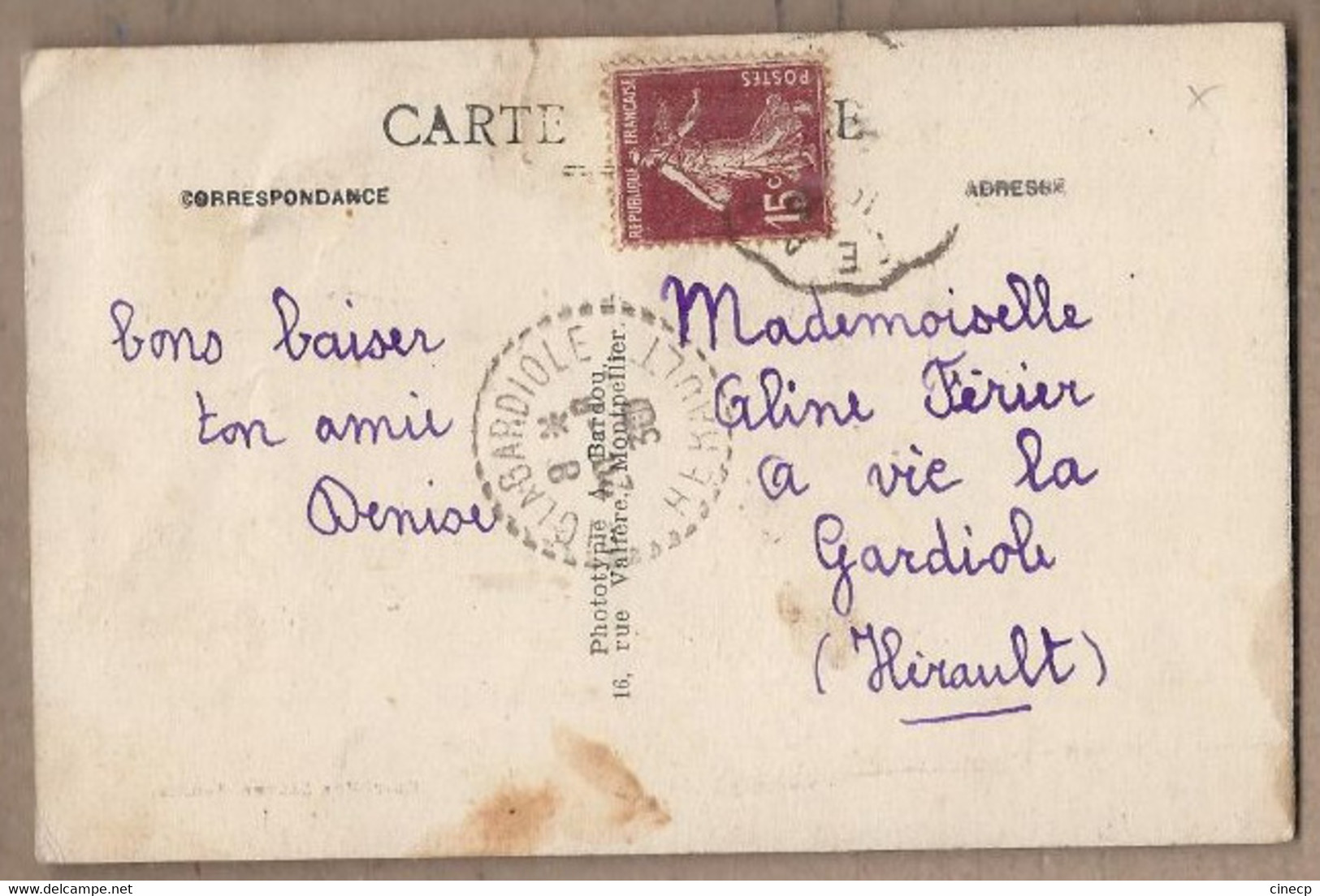 CPA 30 - GALLARGUES - Le Monument Aux Morts Guerre 1914 1918 Et Le Temple Protestant - TB PLACE Verso - Gallargues-le-Montueux