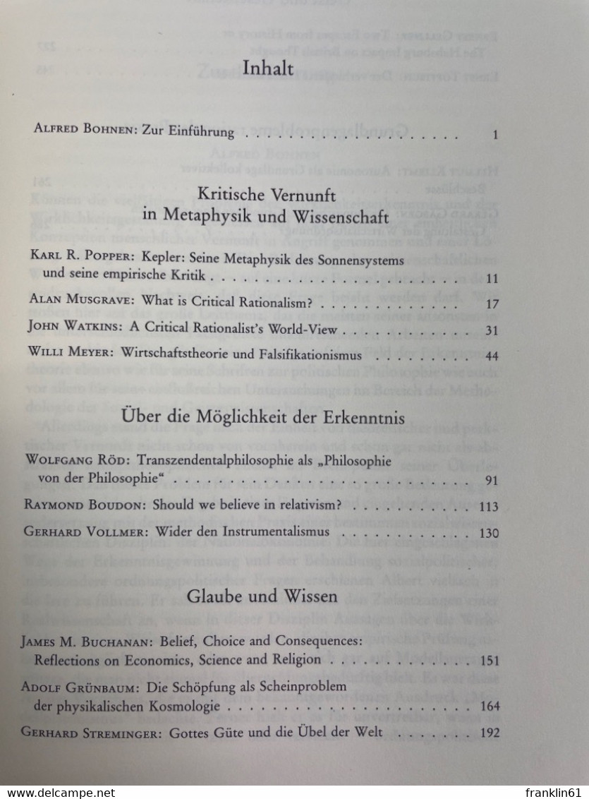 Wege Der Vernunft : Festschrift Zum Siebzigsten Geburtstag Von Hans Albert. - Filosofie