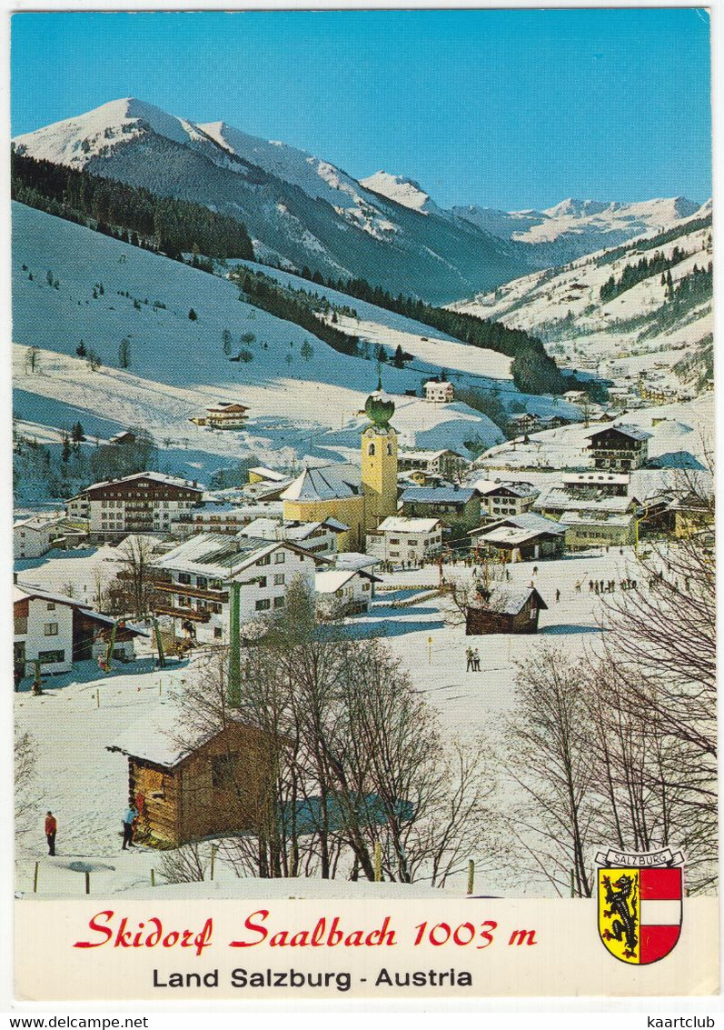 Skidorf Saalbach, 1003 M, Austria - Skigebiet Mit Zwölferkogel 2000 M Und Talschluß - (Österreich/Austria) - Saalbach