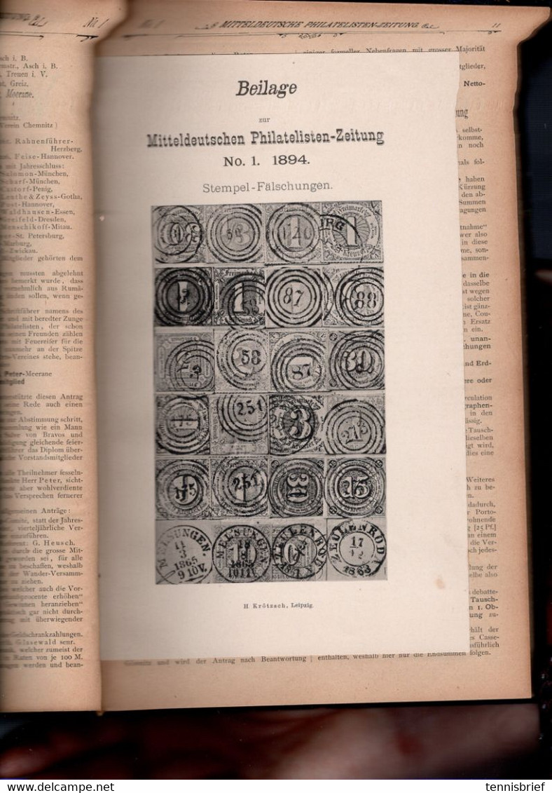1894 bis 1908 , " Philatelisten Zeitung " von A.E. Glasewald , aus Gössnitz , 15 Bände , enorm selten !