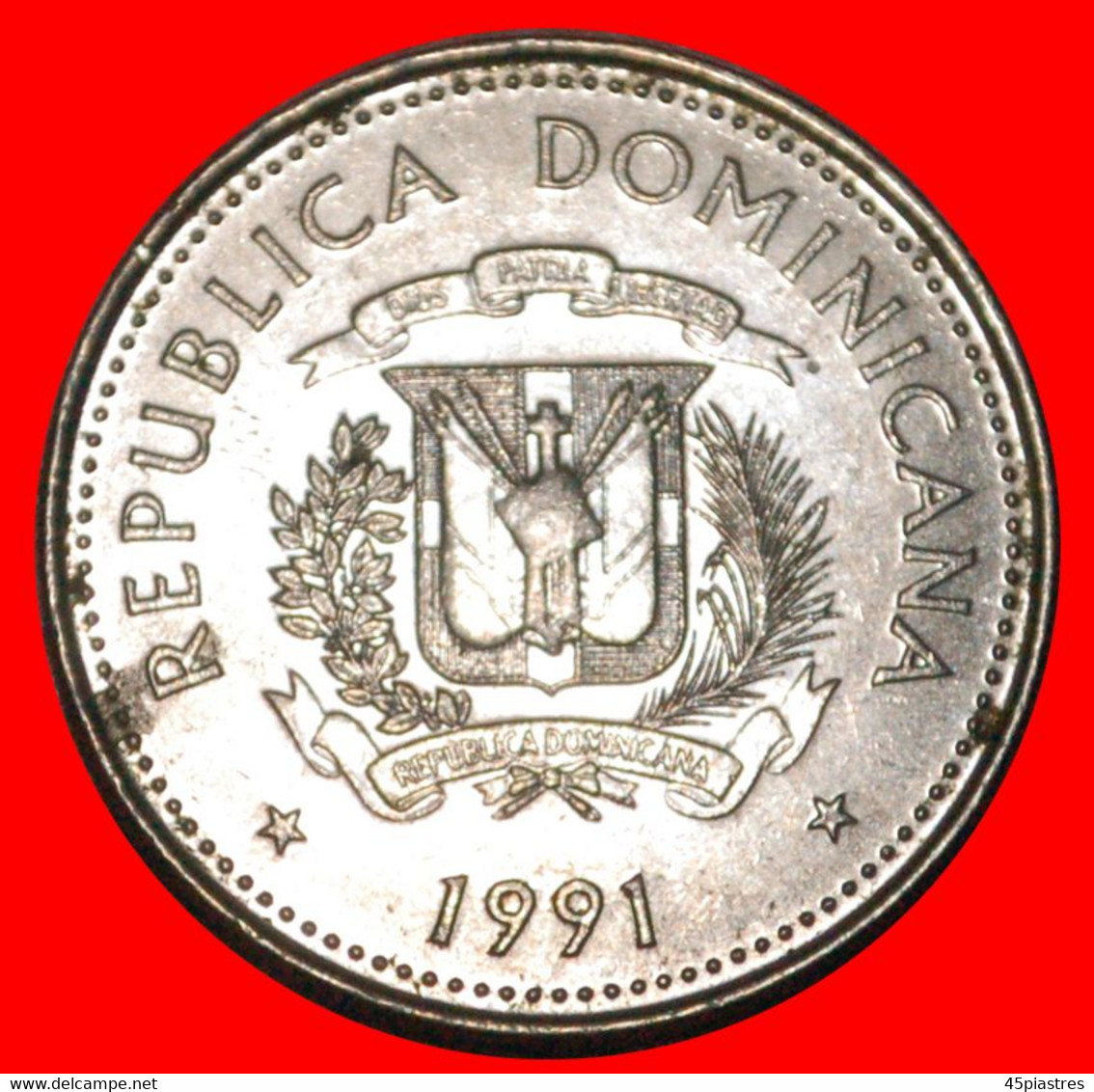 * CANADA (1989-1991): DOMINICAN REPUBLIC ★ 25 CENTAVOS 1991 MINT LUSTRE! OXEN! LOW START ★ NO RESERVE! - Dominicana