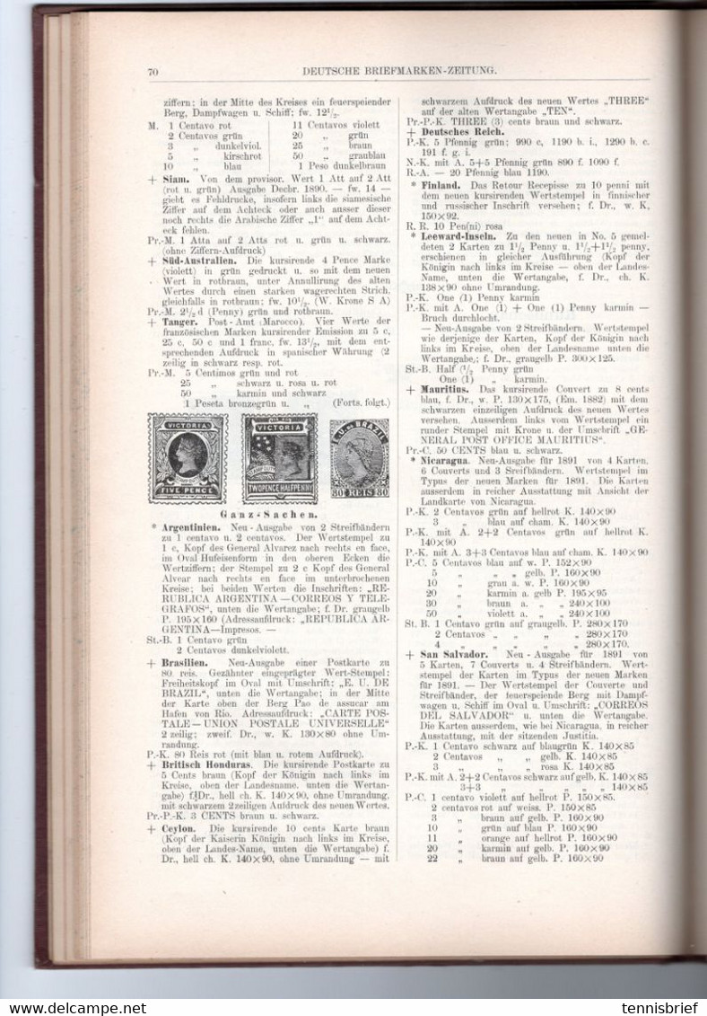 1891, " Deutsche Briefmarken-Zeitung Zeitung " Von Dr. Hans Brendicke , Selbstverlag, 1 Band , RR 1 - Duits (tot 1940)