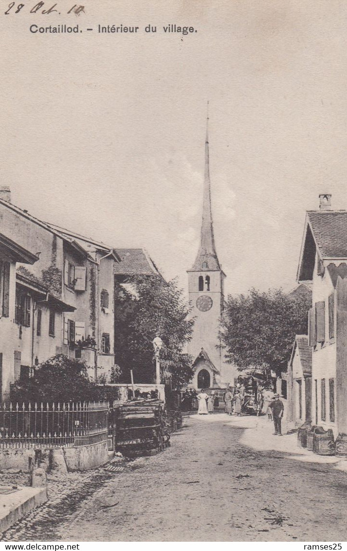 ( 234 )   CPA  Cortaillod  Intérieur Du Village   (Bon état) - Cortaillod