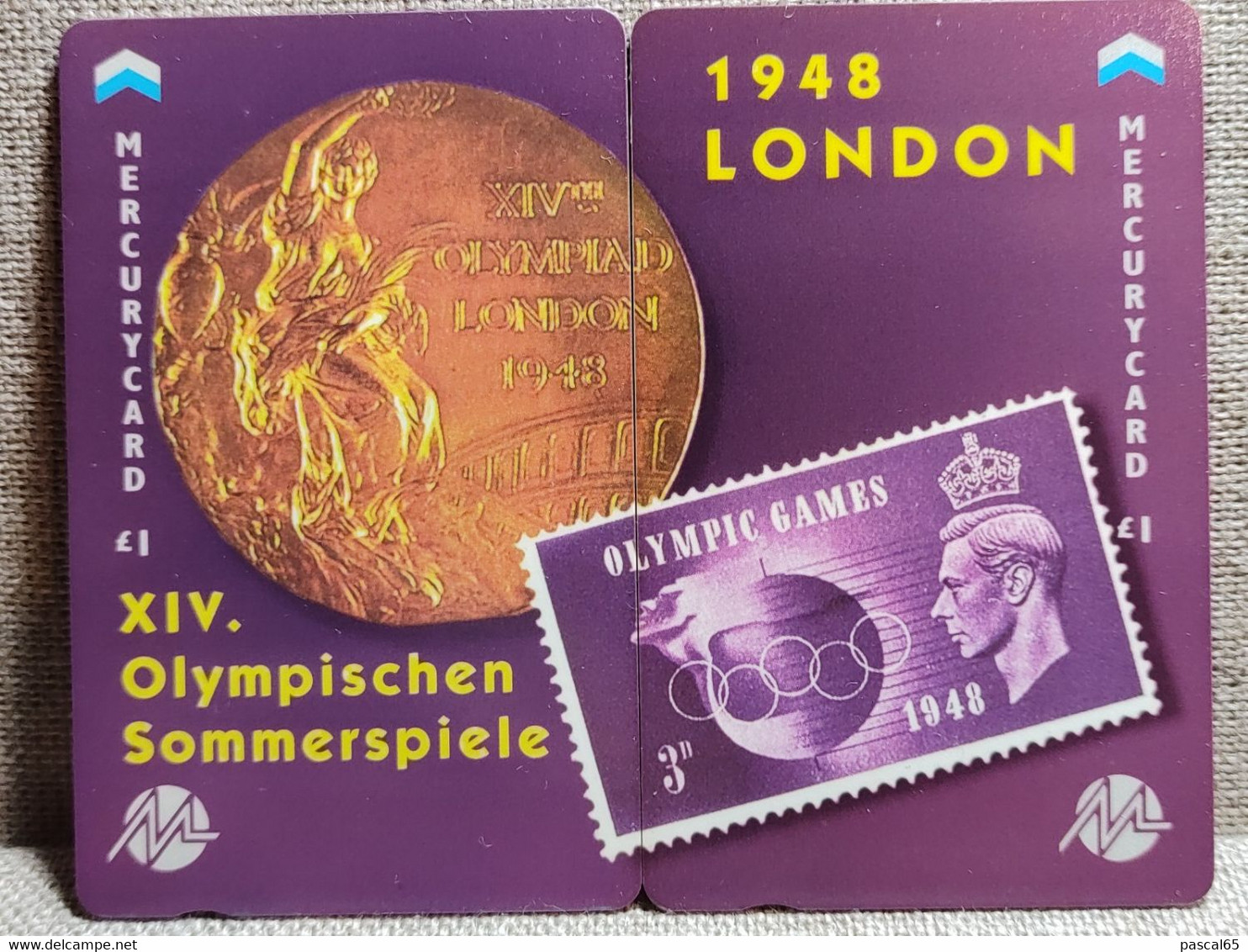 2 Télécartes Mercurycard 1£ Jeux Olympiques LONDON 1948 - Olympische Spelen