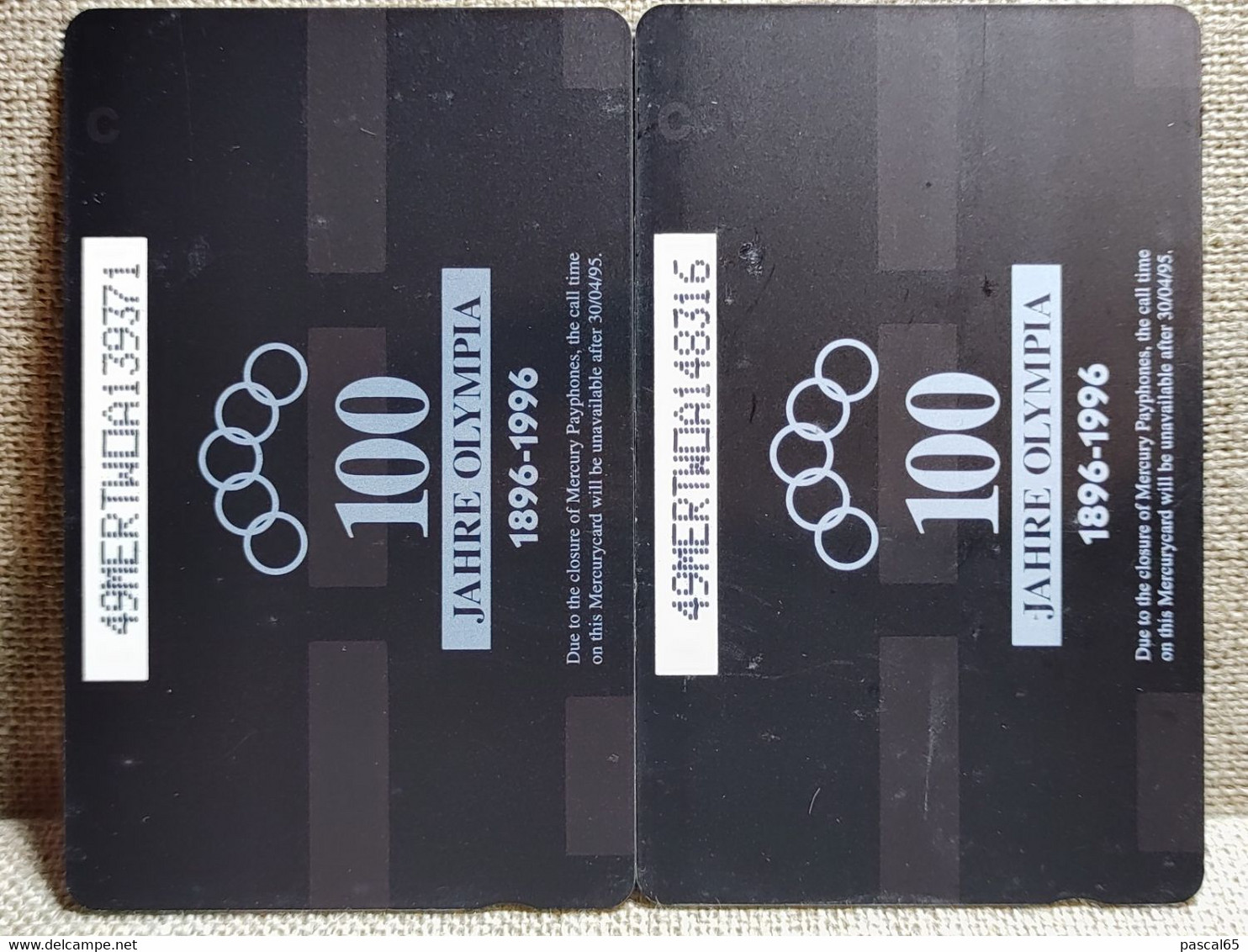 2 Télécartes Mercurycard 1£ Jeux Olympiques LONDON 1948 - Olympische Spelen