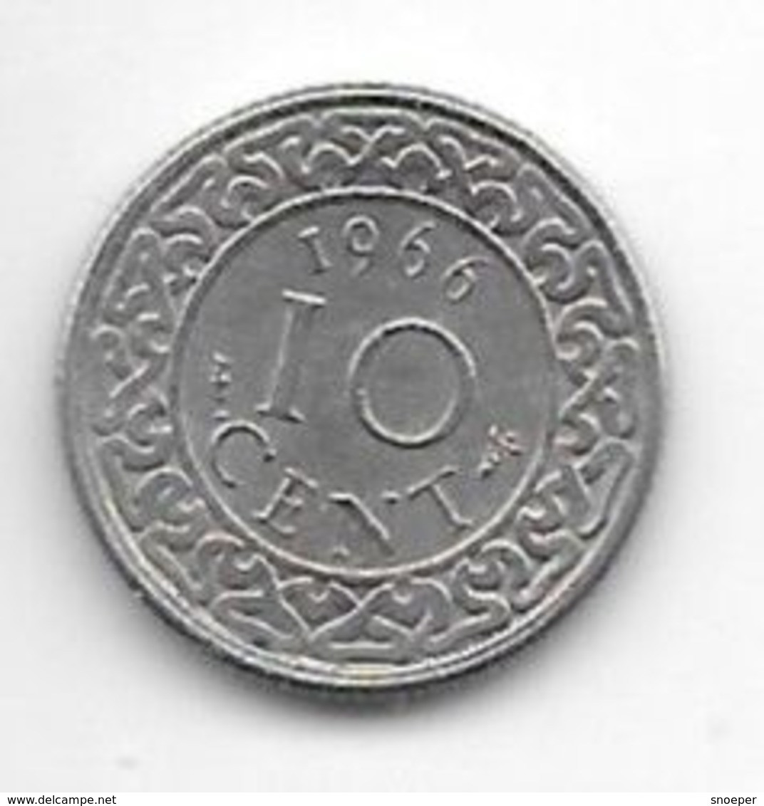 Suriname 10  Cents 1966  Km 13   Unc/ms63 - Surinam 1975 - ...