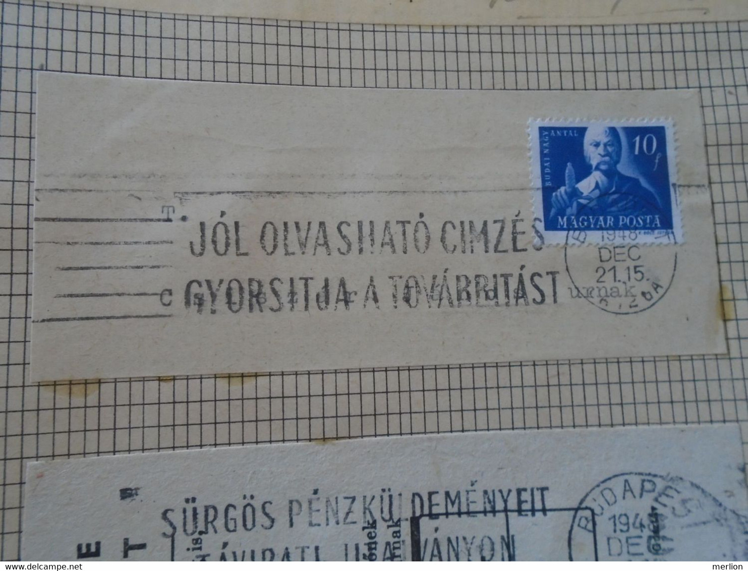 ZA414.95 Hungary Special Postmark - Jól Olvasható Címzés - Easy To Read Address 1948 DEC 21. 15h   Budapest - Postmark Collection