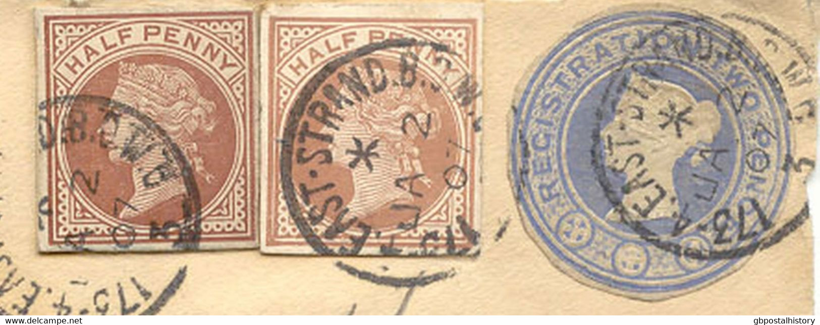 GB 1907 QV ½d Brown (2 X Different Cut-outs From Postcards) Together With QV 1d Pink Envelope-cut-out And QV 2d Blue Cut - Cartas & Documentos