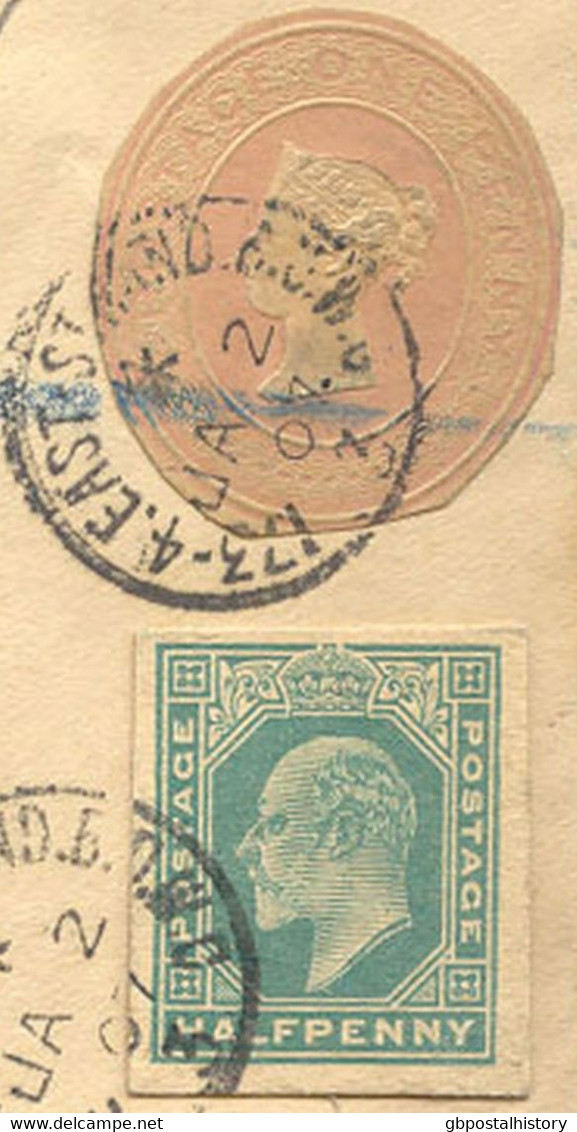 GB 1907 QV ½d Brown (2 X Different Cut-outs From Postcards) Together With QV 1d Pink Envelope-cut-out And QV 2d Blue Cut - Covers & Documents