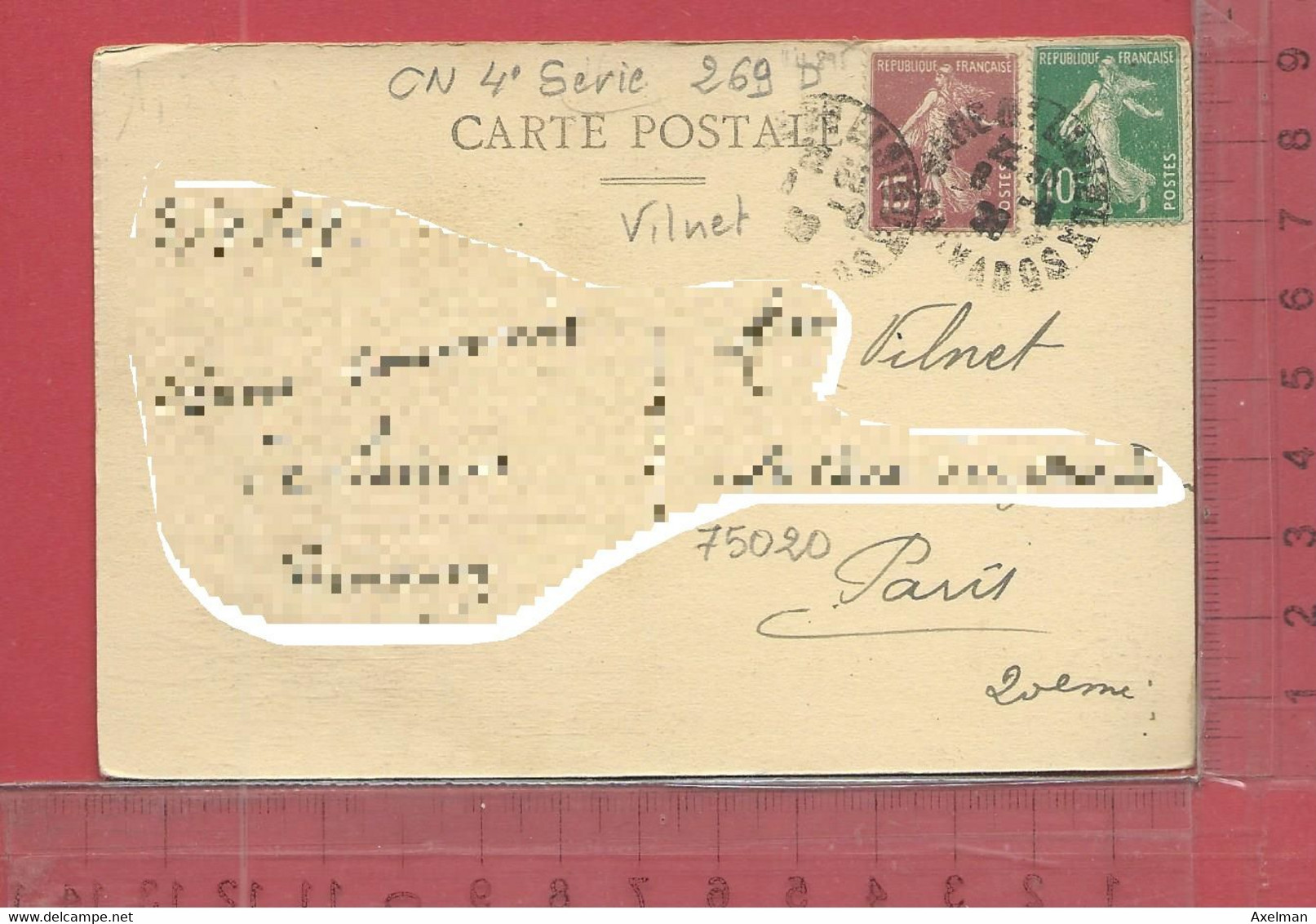 CARTE NOMINATIVE : VILNET  à  75020  Paris - Genealogy