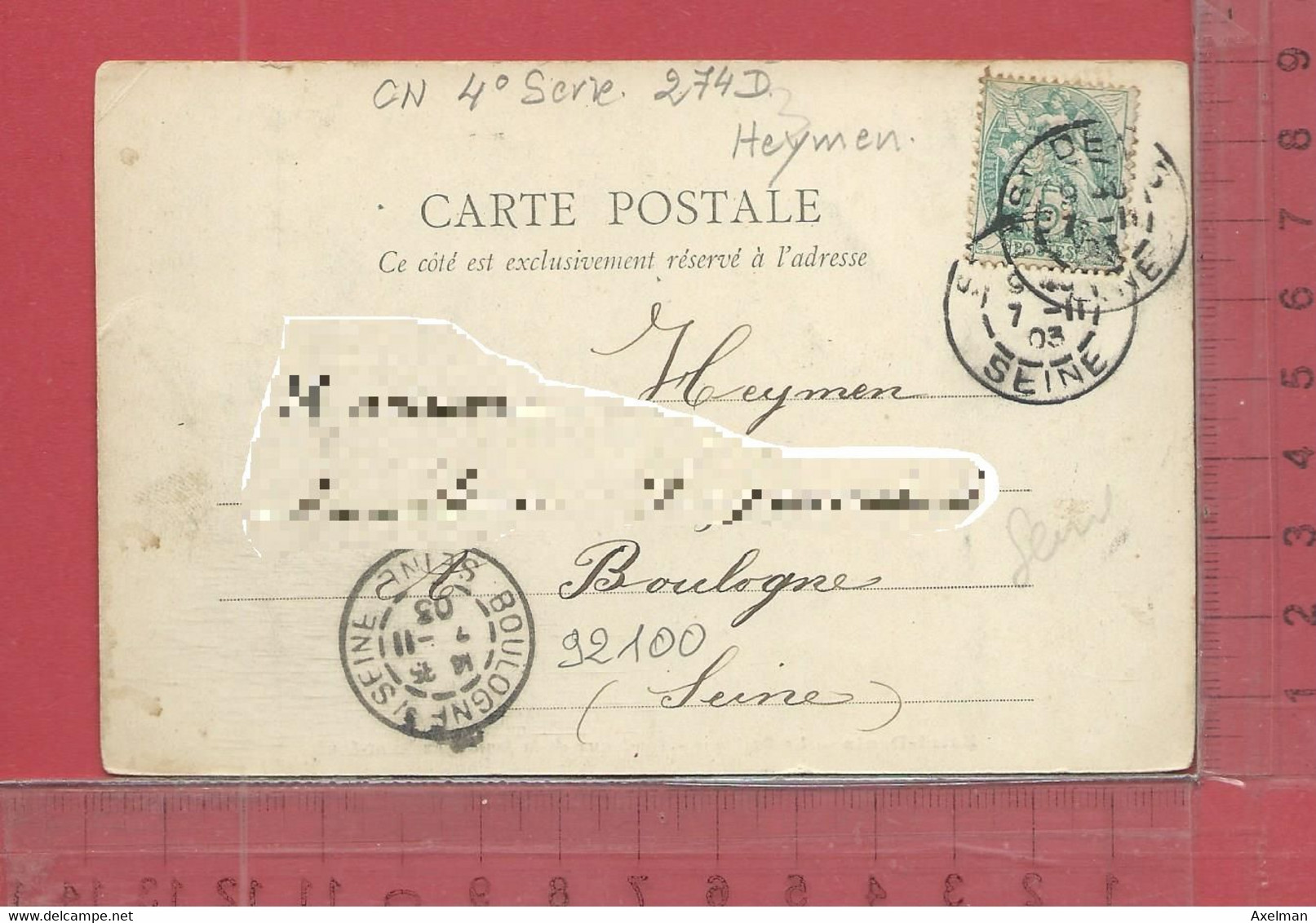 CARTE NOMINATIVE : HEYMEN  à 92100  Boulogne - Genealogy