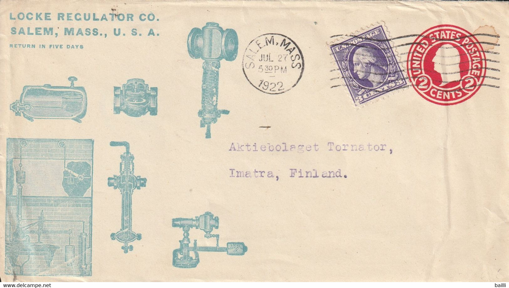 Etats Unis Entier Postal  Illustré Privé Pour La Finlande 1922 - 1921-40