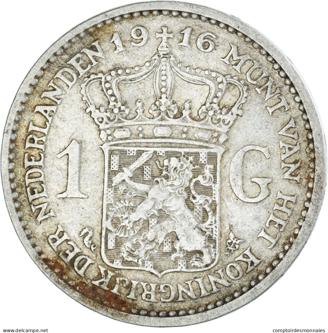 Monnaie, Pays-Bas, Wilhelmina I, Gulden, 1916, Utrecht, TB+, Argent, KM:148 - 1 Gulden