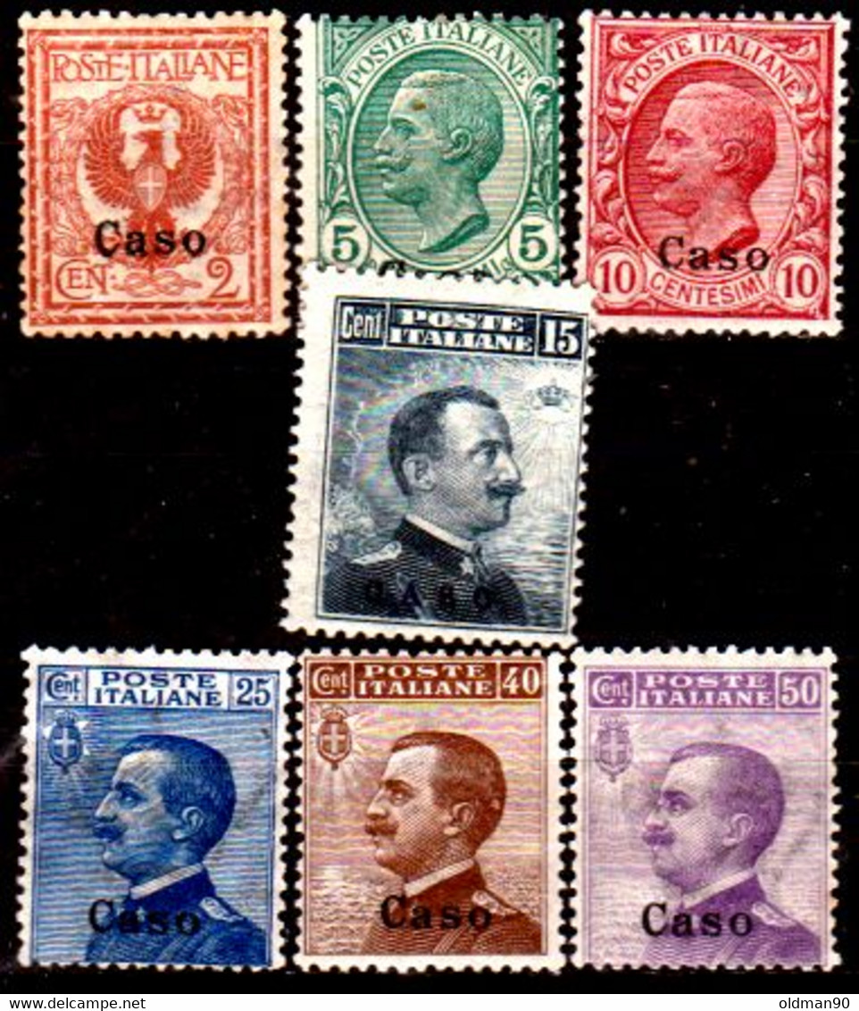 Egeo-OS-275- Caso: Original Stamps 1901-11 And Overprint 1912 (++/+) MNH/Hinged - Quality In Your Opinion. - Aegean (Calino)