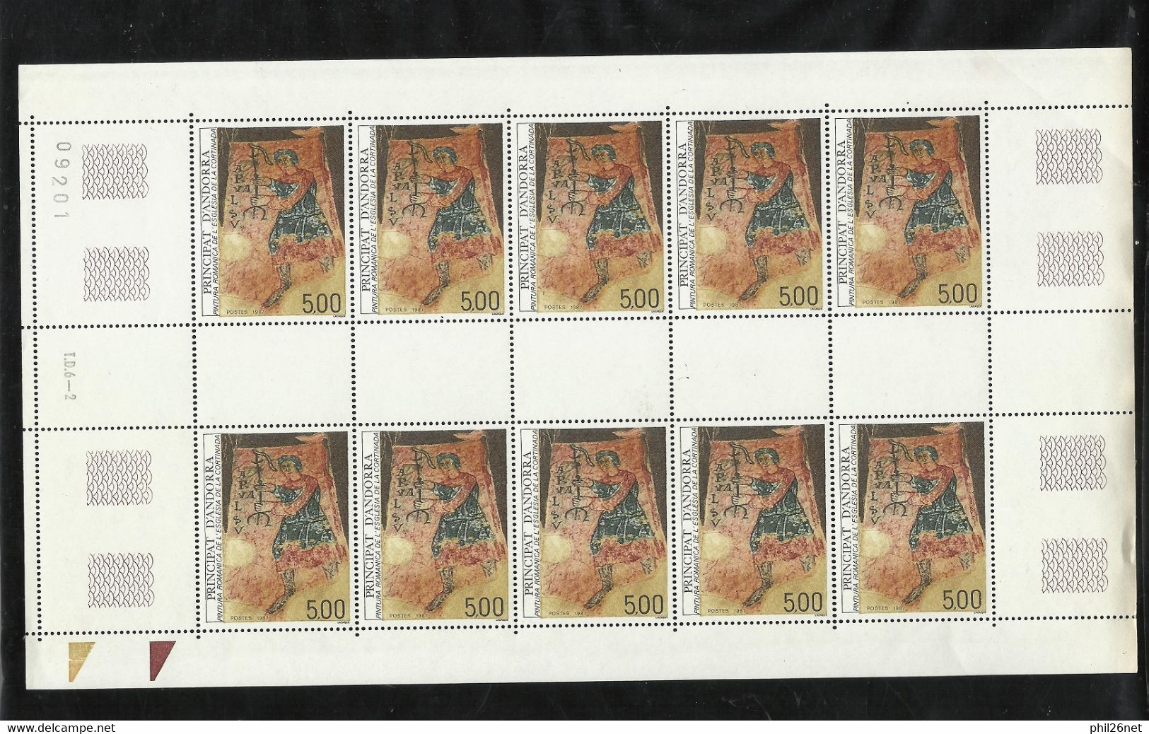 Andorre Feuille Entière Non Pliée Avec Repères De Couleurs N°363 Peinture Cortinada Neufs * * TB  Voir Scan Soldé ! ! ! - Unused Stamps