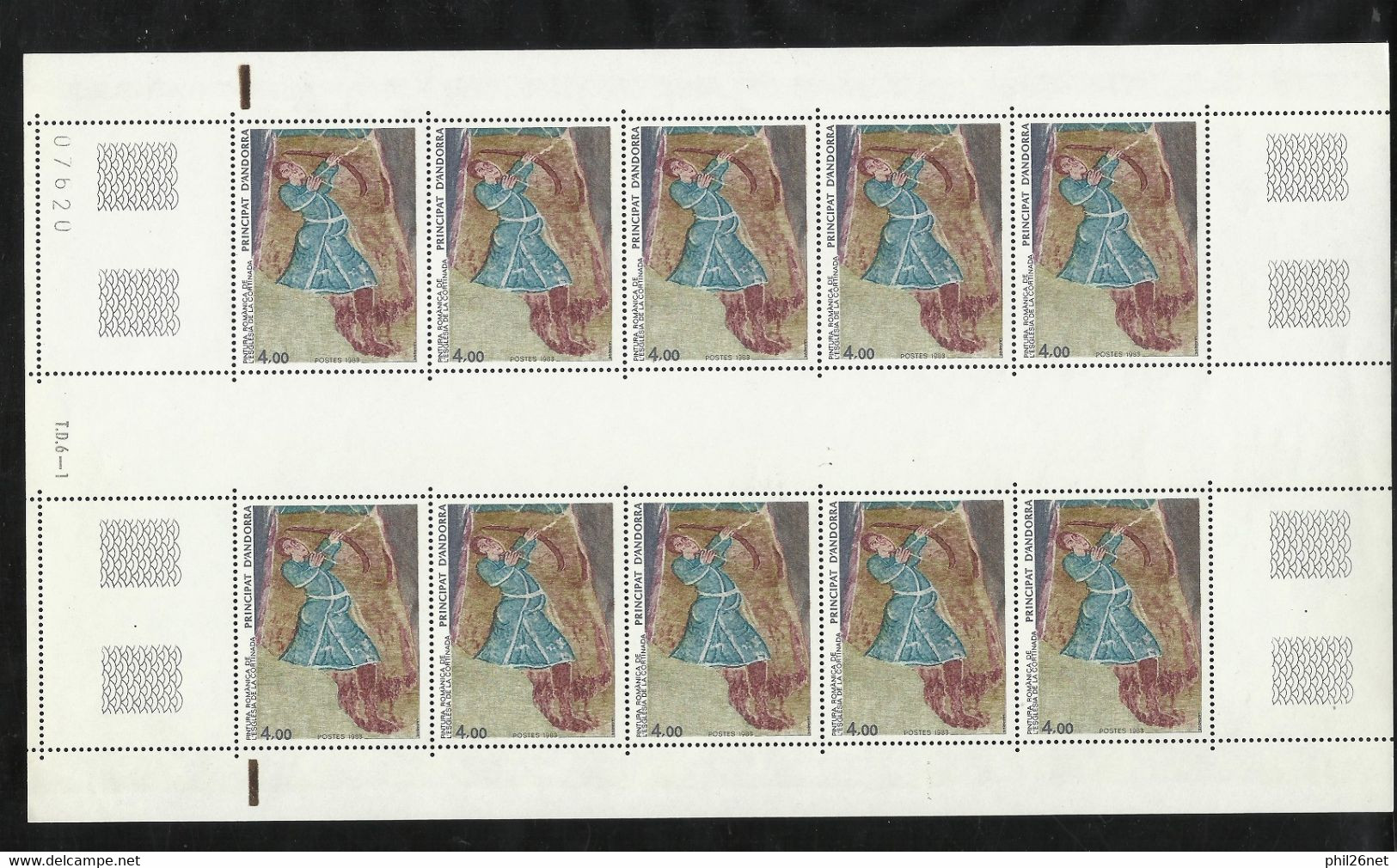 Andorre Feuille Entière Non Pliée Avec Repères De Couleur N°325 Peinture Cortinada Neufs * * B/TB Voir Scans Soldé ! ! ! - Unused Stamps