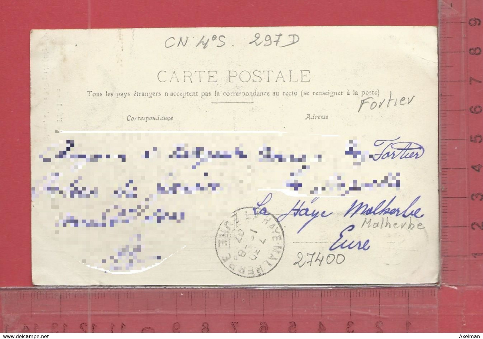 CARTE NOMINATIVE : FORTIER  à  27400  La Haye-Malherbe - Genealogy