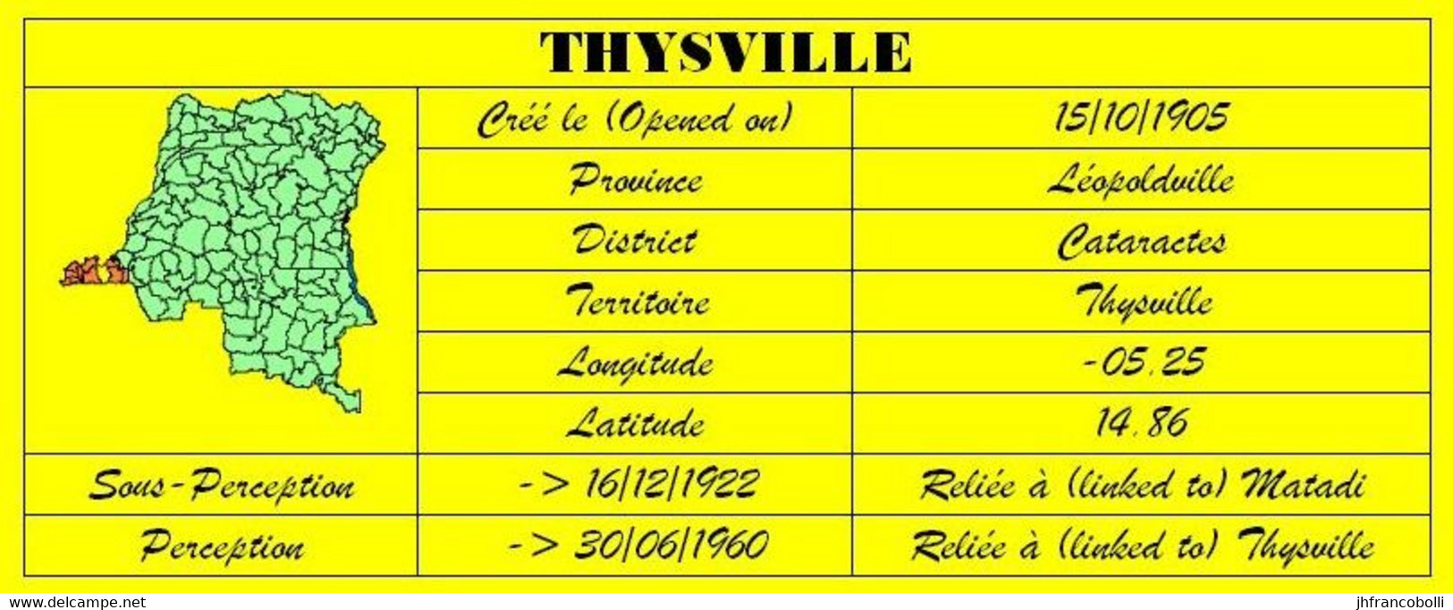 1941 BELGIAN CONGO / CONGO BELGE TELEGRAPH CENTRAL CANCEL ON COB 107 THYSVILLE [ 3 STARS ] - Telegrams