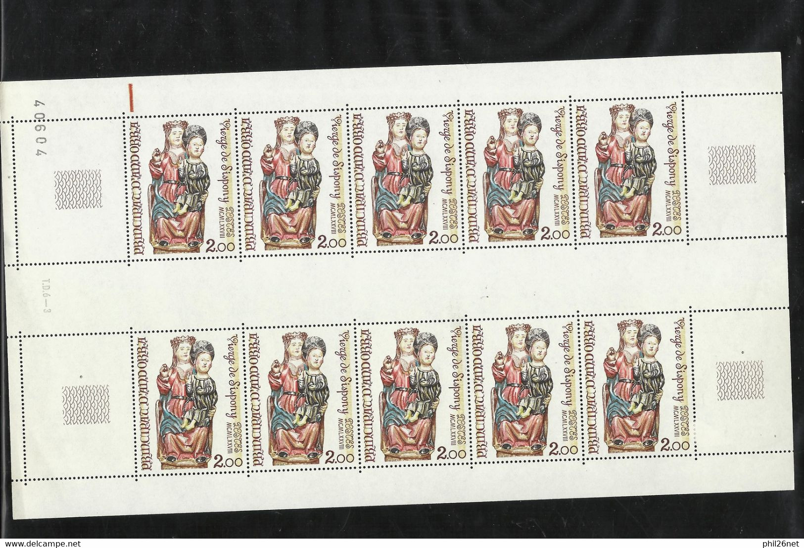 Andorre Feuille Entière Non Pliée Avec Repères De Couleur N°271 Vierge De Sispony  Neufs * * B/TB Voir Scans Soldé ! ! ! - Unused Stamps