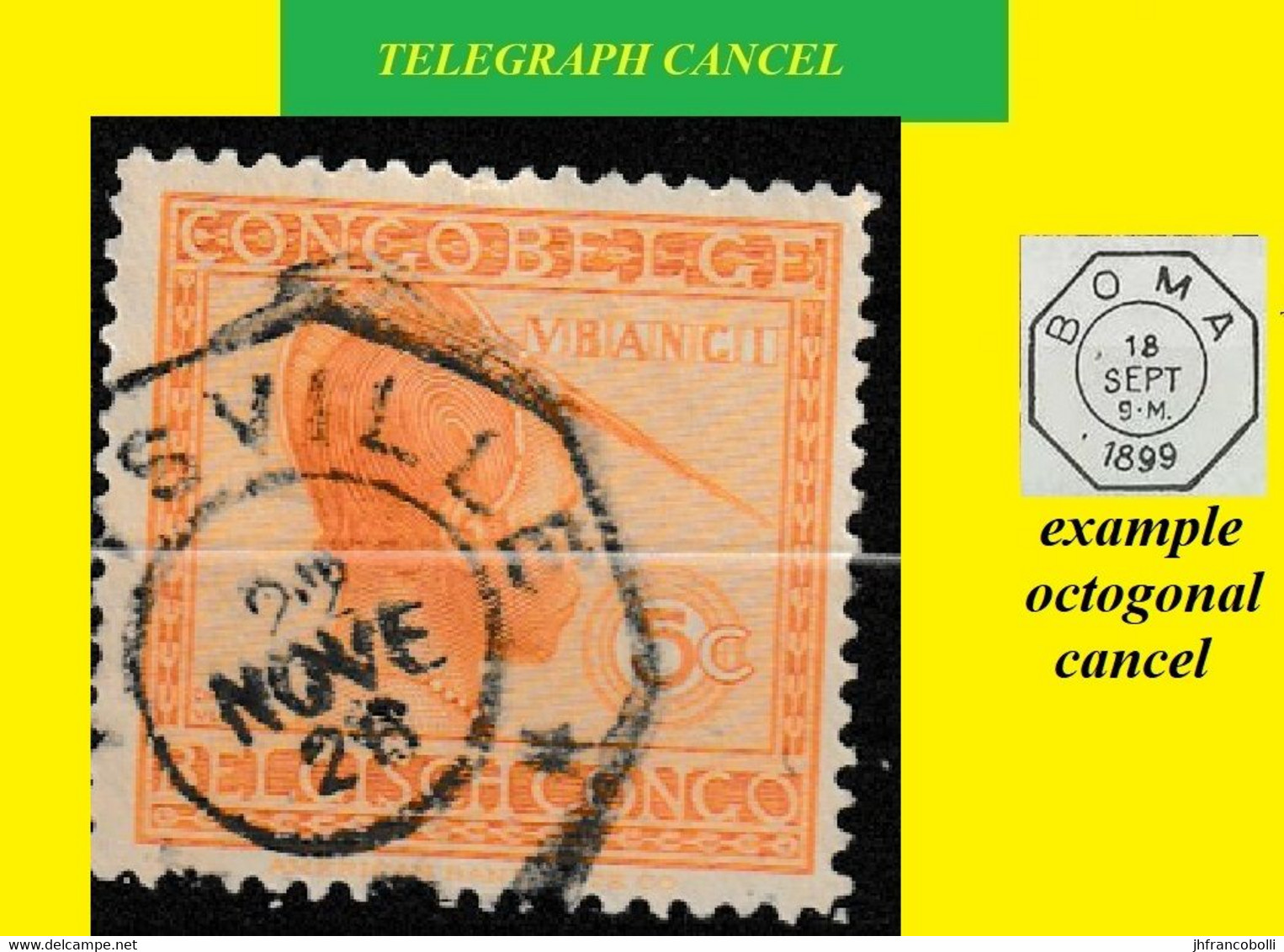 1927 BELGIAN CONGO / CONGO BELGE TELEGRAPH CENTRAL CANCEL ON COB 128 THYSVILLE [ 3 STARS ] - Telegrams