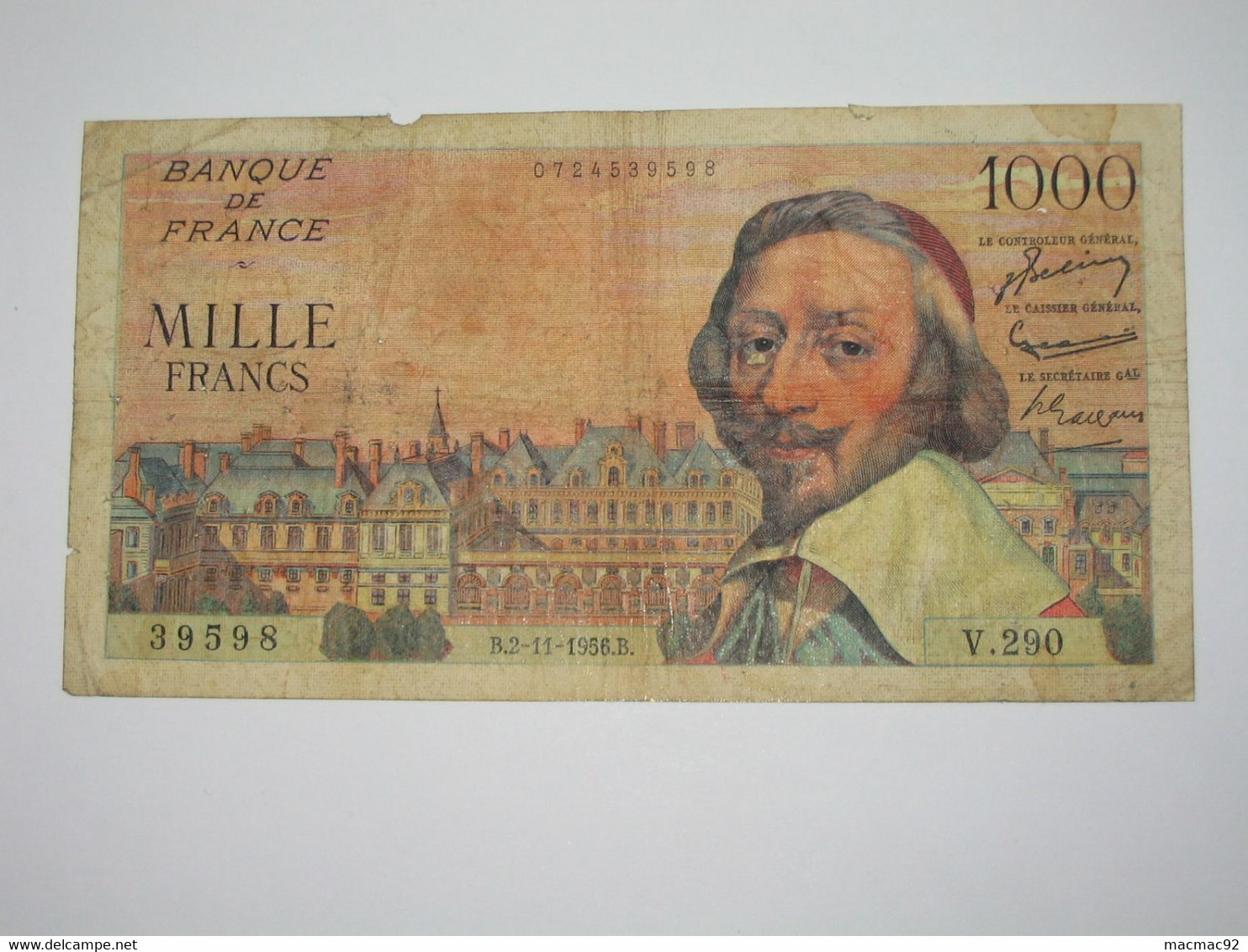 1000 Francs Richelieu  2-11-1956   **** EN ACHAT IMMEDIAT **** - 1 000 F 1953-1957 ''Richelieu''