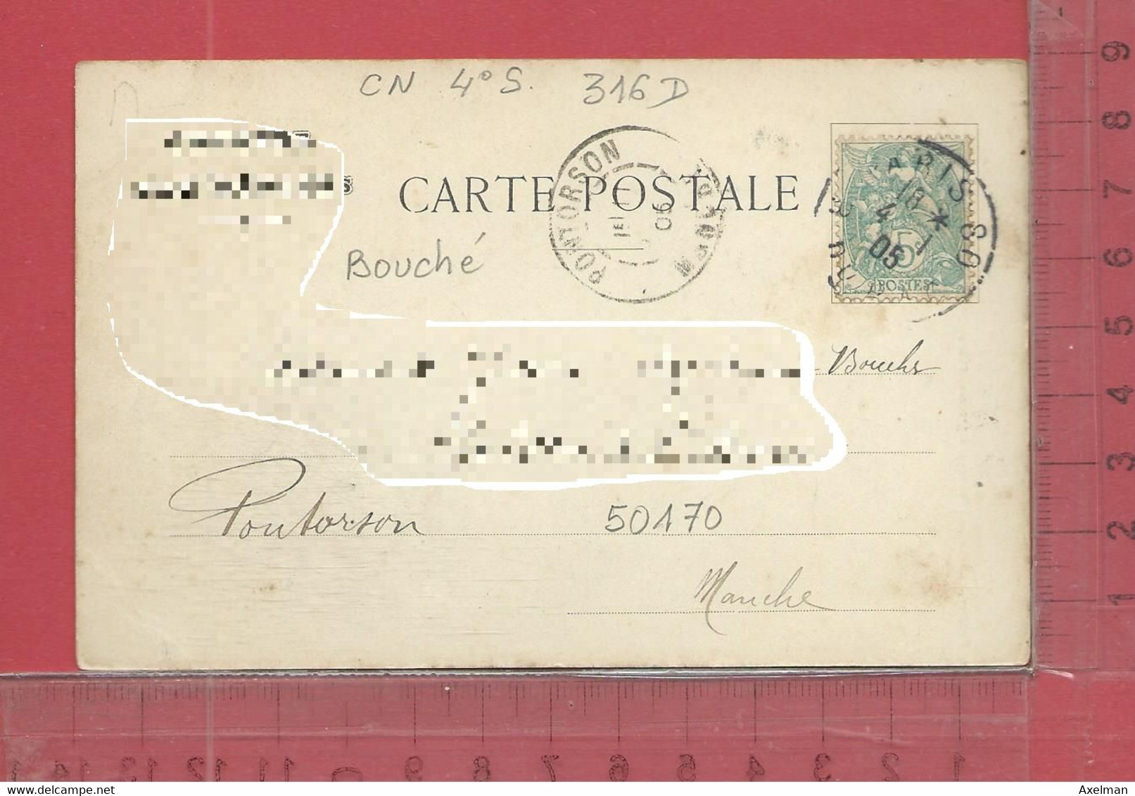 CARTE NOMINATIVE : BOUCHÉ   à  50170  Pontorson - Genealogy