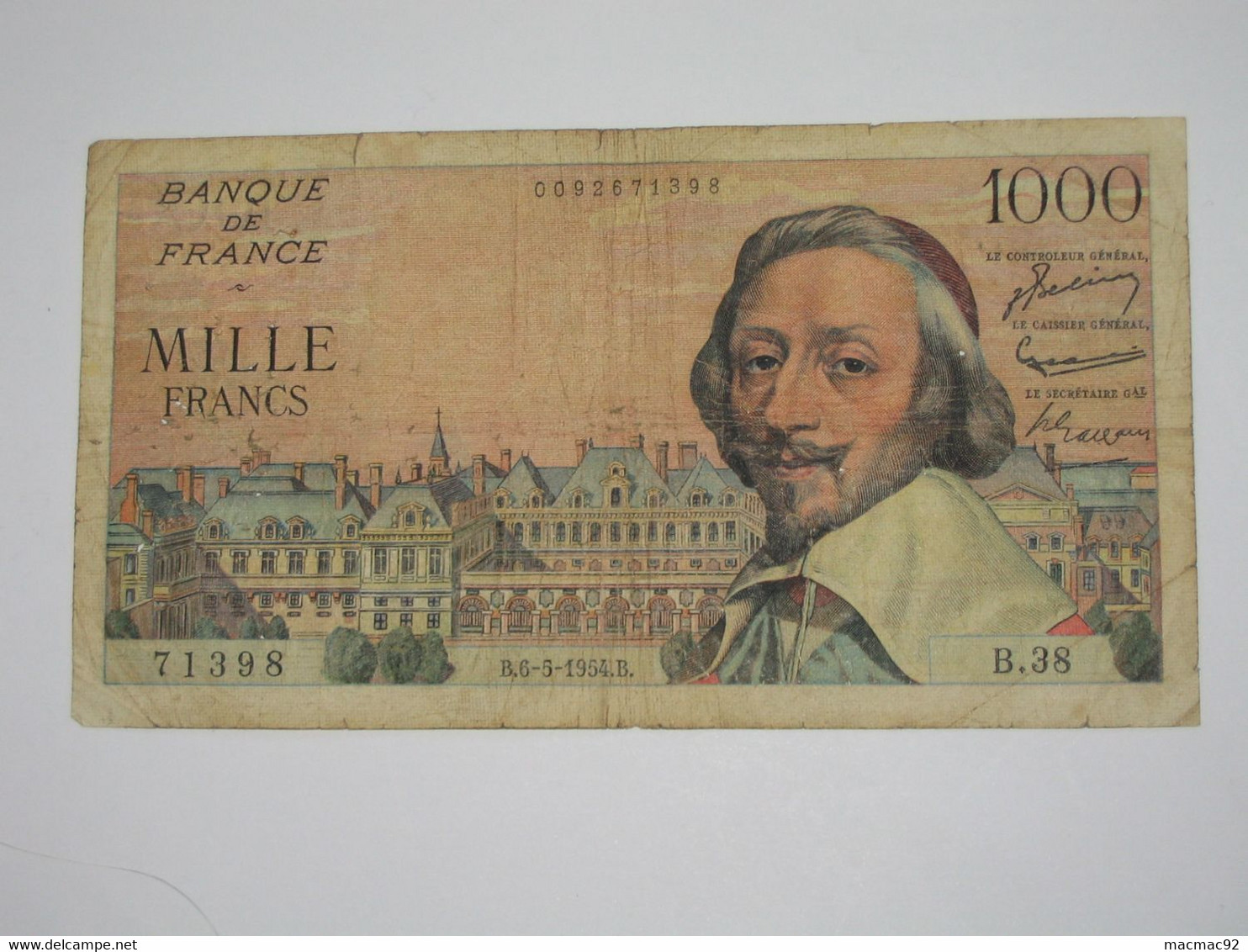 1000 Francs Richelieu  6-5-1954 **** EN ACHAT IMMEDIAT **** - 1 000 F 1953-1957 ''Richelieu''