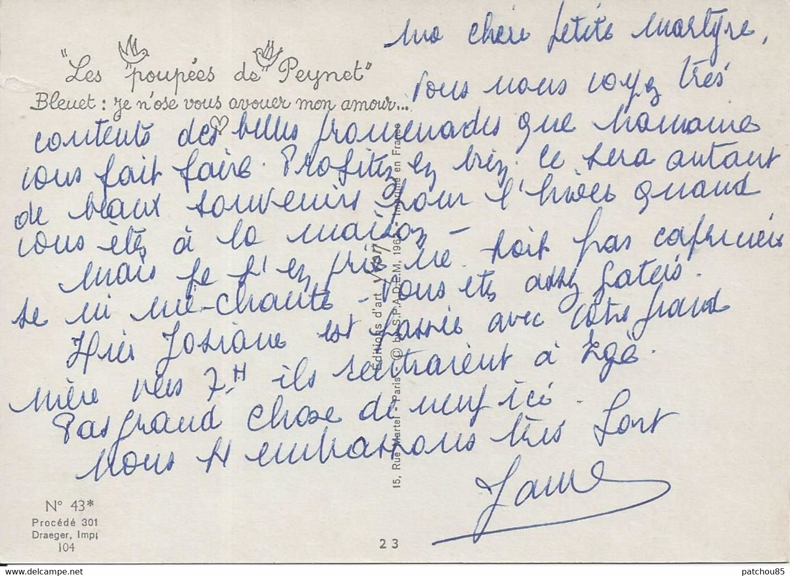 CPM  Les Poupées De Peynet Le Langage Des Fleurs Bleuet  Je N’ose Vous Avouer Mon Amour - Peynet