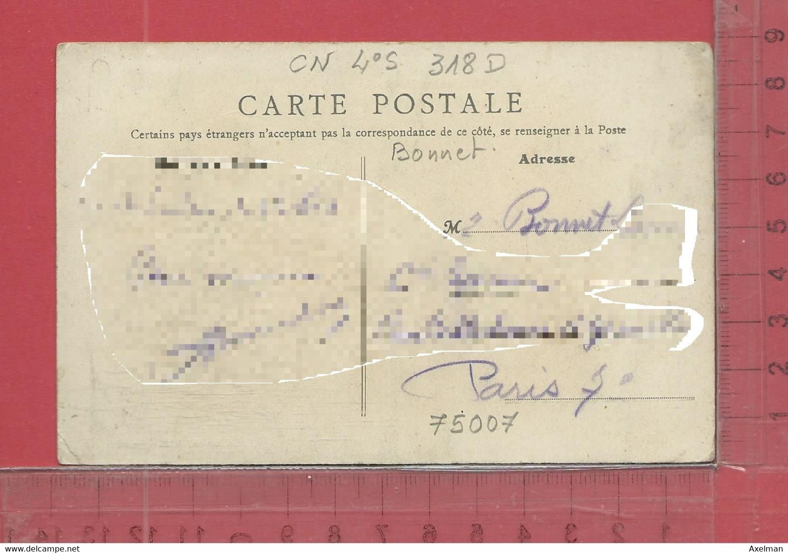 CARTE NOMINATIVE : BONNET ( épicier )  à  75007  Paris - Genealogy