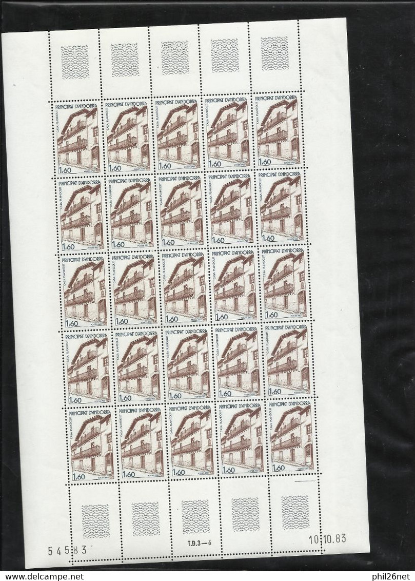 Andorre Feuille Entière Non Pliée  N°326 Maison Plandolit  Neufs * *  B/TB Voir Scans Soldé  à 50 % Du Prix En 1983 ! ! - Unused Stamps