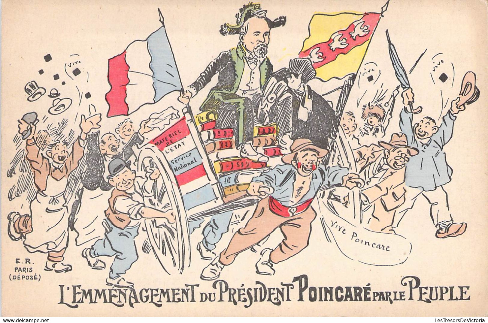 CPA Thèmes - Politique - L'Emménagment Du Président Poincarré Par Le Peuple - E. R. Paris - Illustration - Colorisée - Satirische