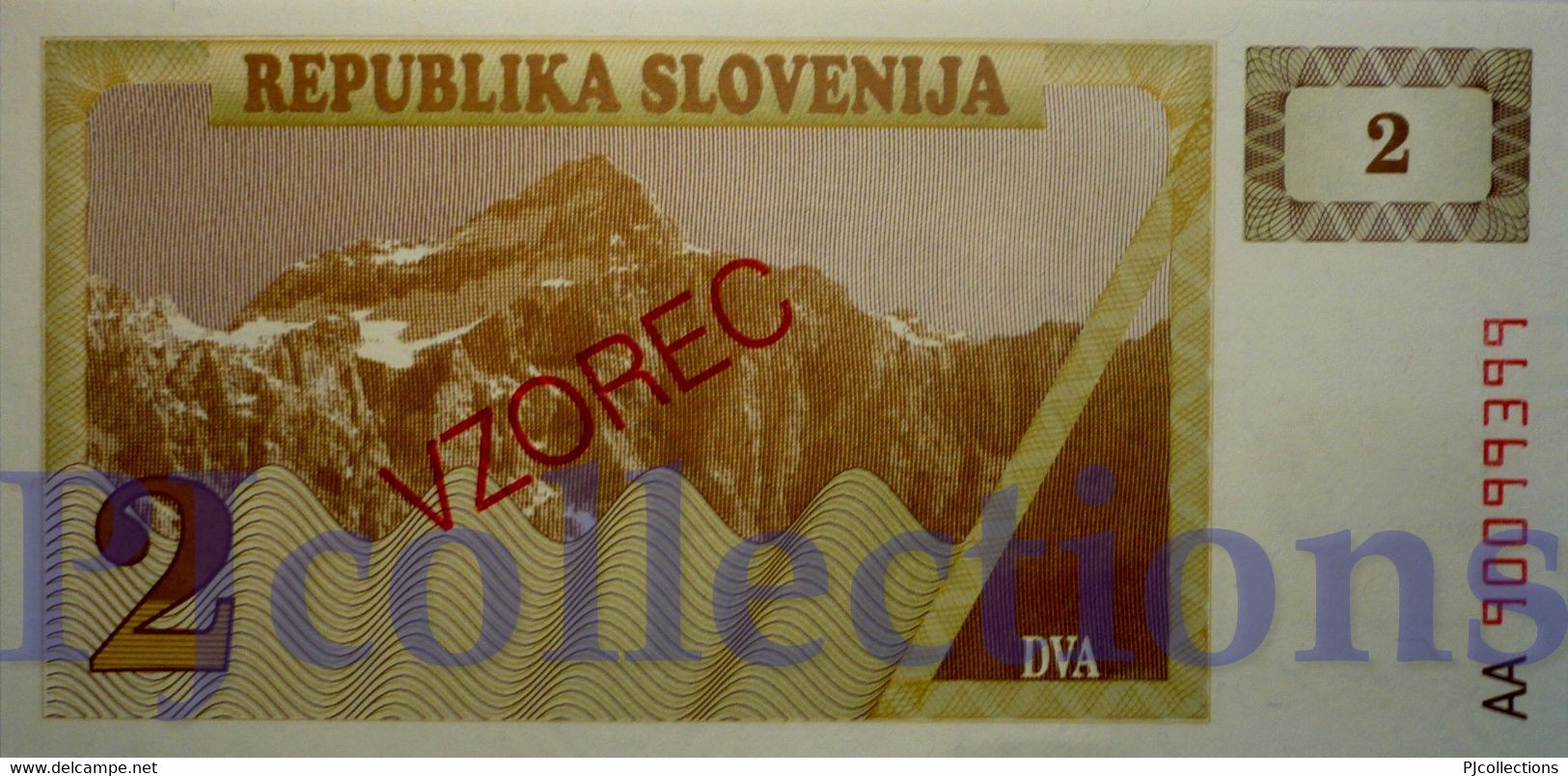 SLOVENIA 2 TOLARJEV 1990 PICK 2s1 SPECIMEN UNC - Slovénie
