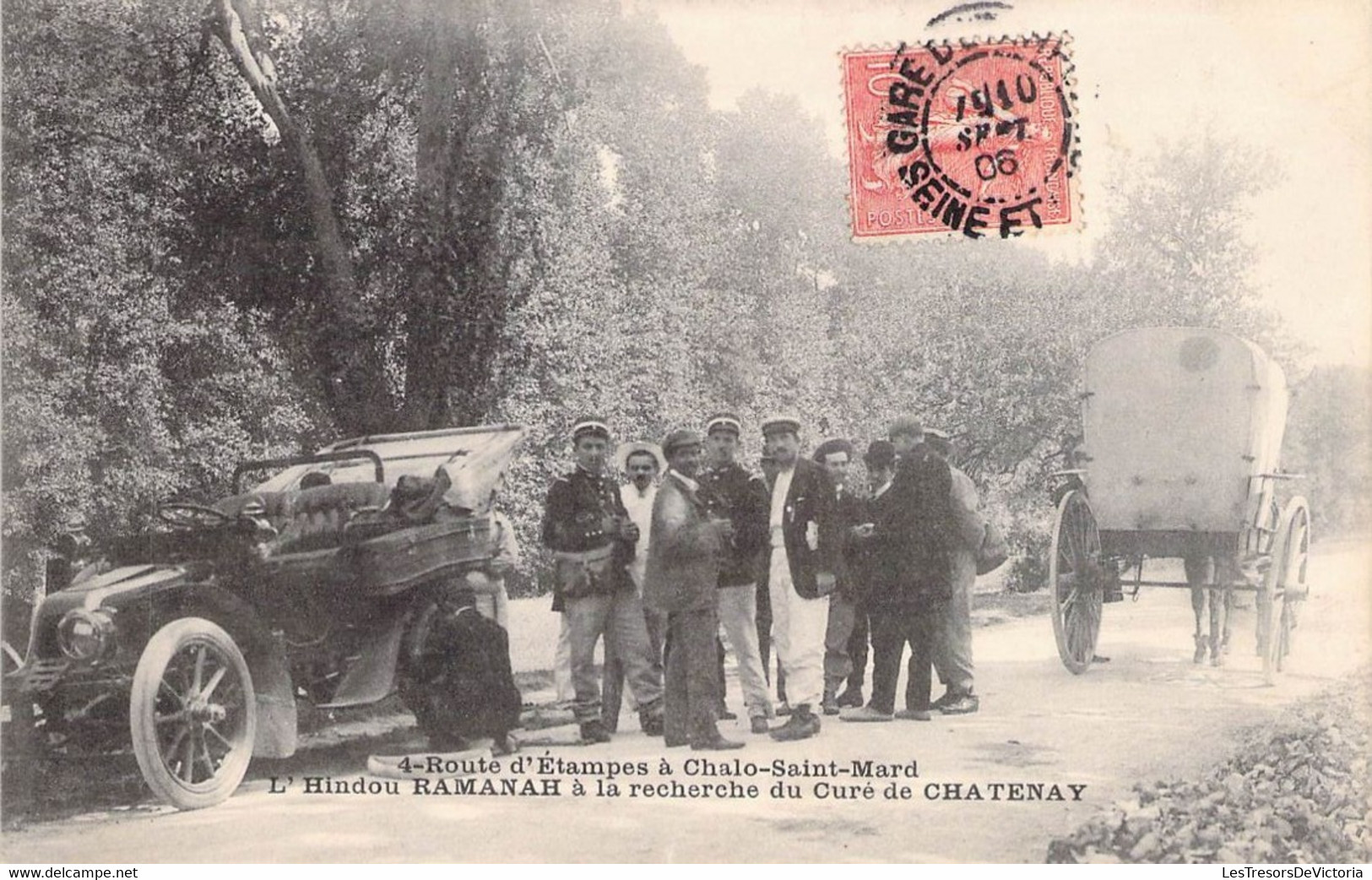 CPA Thèmes - Politique - Route D'Etampes - Chalo Saint Mard - L'Hindou Ramanah - Curé De Chatenay - Oblitéré 1906 - Ereignisse