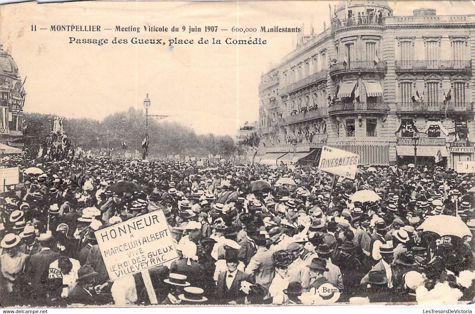 CPA Thèmes - Politique - Montpellier - Meeting Viticole Du 9 Juin 1907 - Passage Des Gueux - Place De La Comédie - Ereignisse