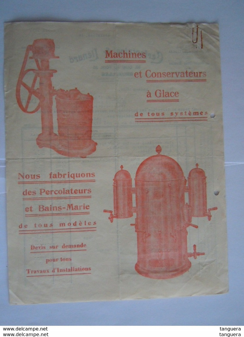 1937 Cerfontaine & Lienard Bruxelles épicerie Machines à Glace Pecrolateurs Et Bains-m Facture Pour Mont S/Marchiennes - Alimentaire