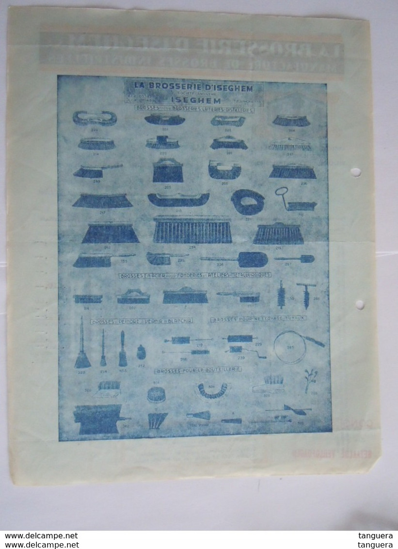 1955 La Brosserie D'Iseghem Manufacture De Brosses Facture Pour Brasserie Descamps à Archennes Taxe 30 Fr - Chemist's (drugstore) & Perfumery