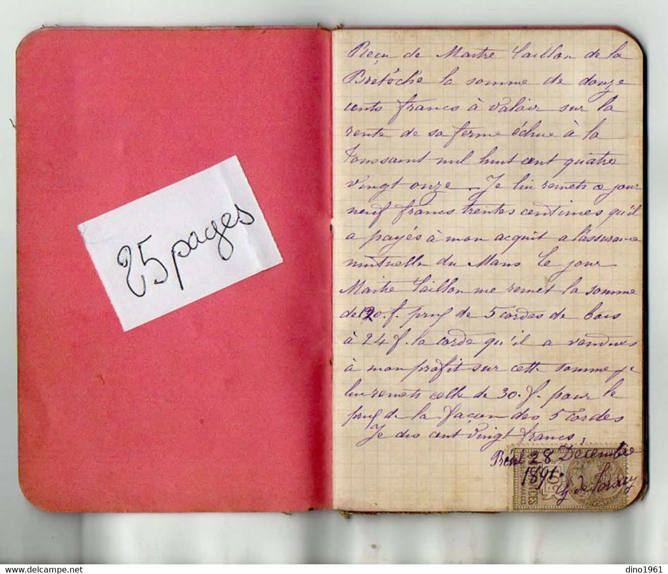TB 3786 - 1891 - Timbres Fiscaux Sur Un Petit Livret De Comptes / Reçus Mrs CAILLON De LA BRETECHE X G. De TORSAY BREVAL - Briefe U. Dokumente