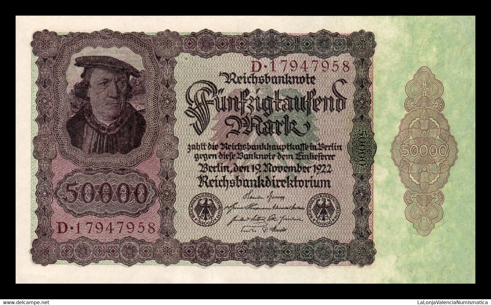 Alemania Germany 50000 Mark 1922 Pick 80 SC UNC - 50.000 Mark