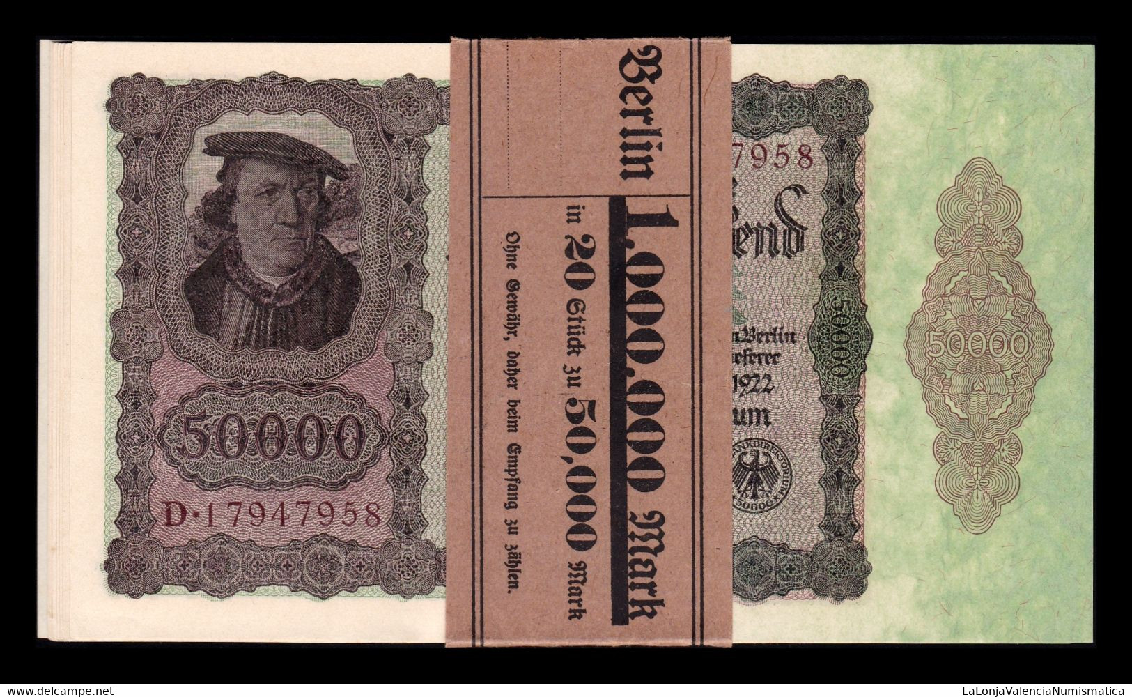 Alemania Germany 50000 Mark 1922 Pick 80 SC UNC - 50000 Mark