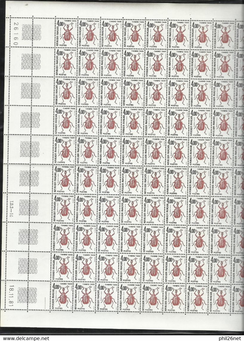 Feuilles Entières De 100 Taxes N° 103 à 108 Insectes Neufs * * TB/MNH VF Voir Scans SOLDES Moins Que La La Faciale ! ! ! - Ganze Bögen