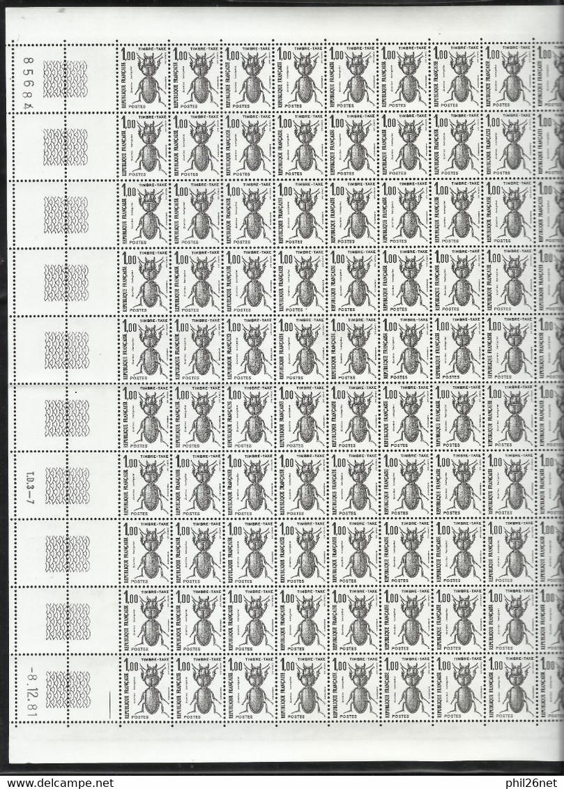 Feuilles Entières De 100 Taxes N° 103 à 108 Insectes Neufs * * TB/MNH VF Voir Scans SOLDES Moins Que La La Faciale ! ! ! - Hojas Completas