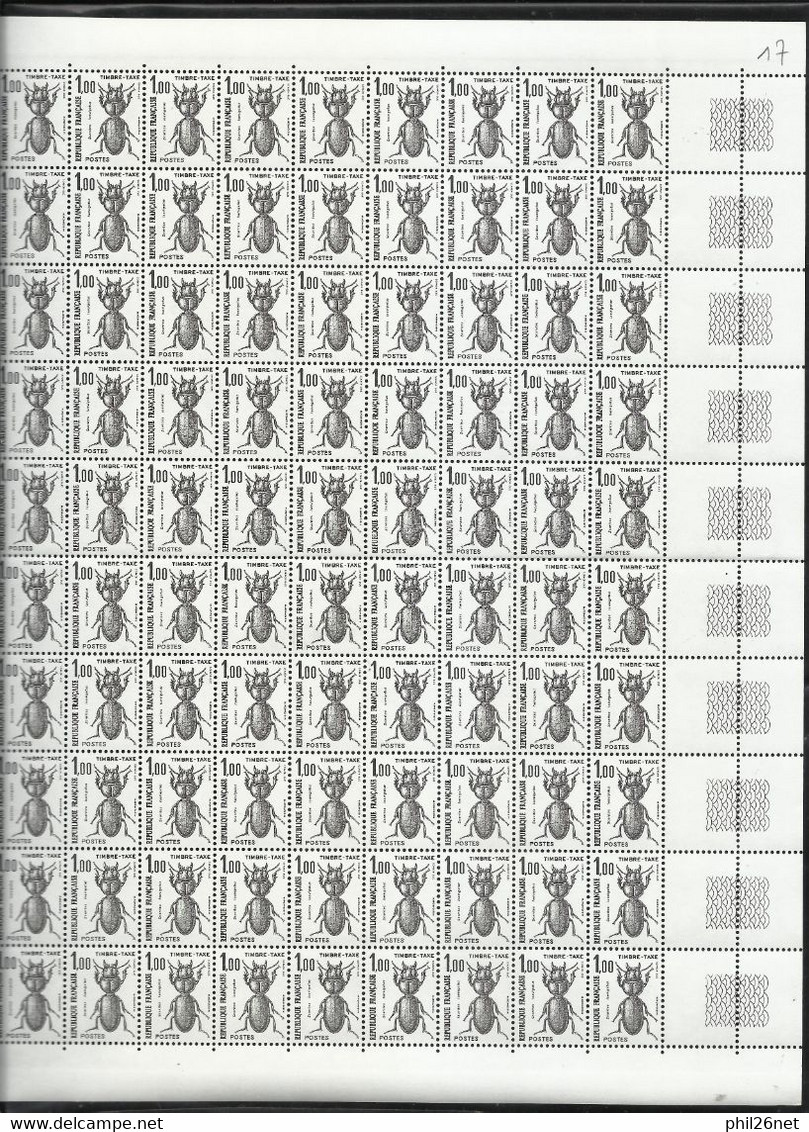 Feuilles entières de 100 Taxes N° 103 à 108 Insectes Neufs * * TB/MNH VF voir scans SOLDES moins que la la faciale ! ! !