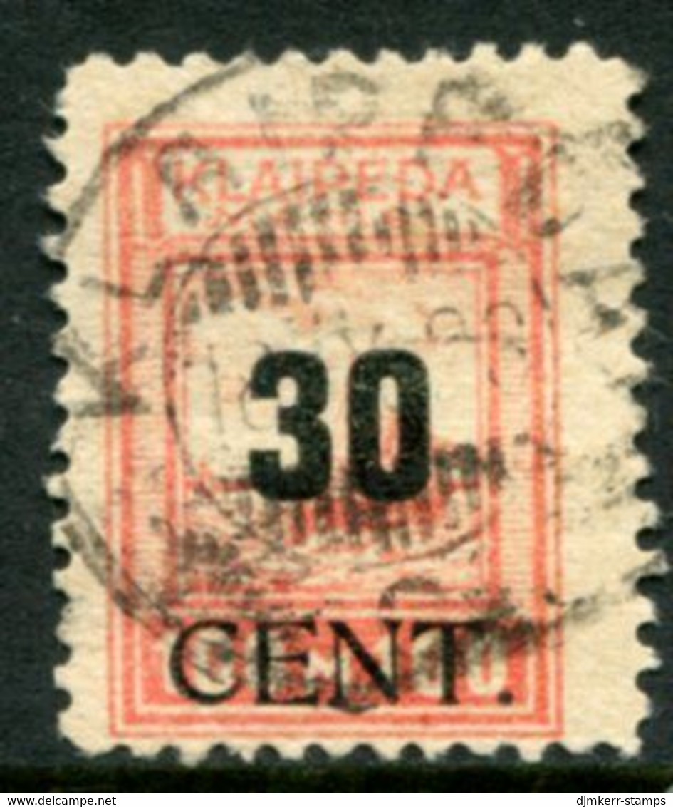 MEMEL (Lithuanian Occ) 1923 ( June) Surcharge 30 C. On 100 M. Annexation Used  Michel 196 - Klaipeda 1923