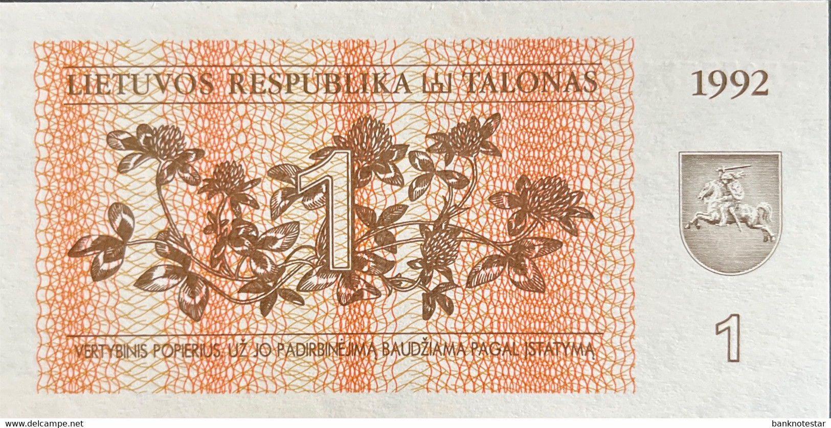 Lithuania 1 Talonas, P-39 (1992) - UNC - Lithuania